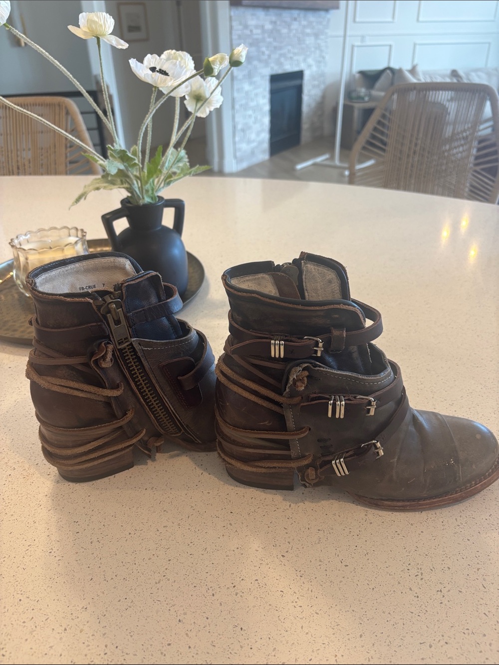Freebird by Steven Dark Brown Strappy Ankle Booties